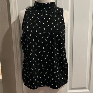 Olivia Moon Black Tank Top with White Lightning Print